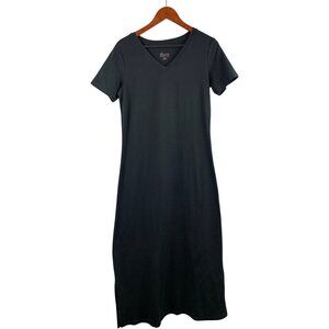 D&Co. Essentials Black V-Neck Short Sleeve Maxi Dress XXSP
